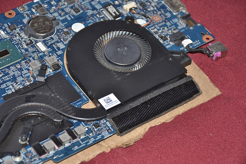 An image of a laptop fan and heatsink.